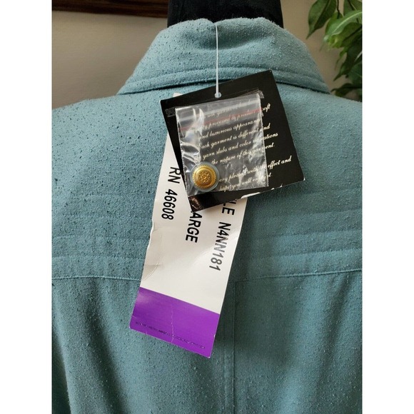 CA Sports Women's Solid Blue 100% Silk Buttons Front Long Sleeve Casual Jacket L - Picture 8 of 10